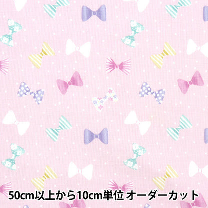 [From quantity 5] Fabric 『Sheeting Petit collection Ribbon Pink PTC-RIB-A]