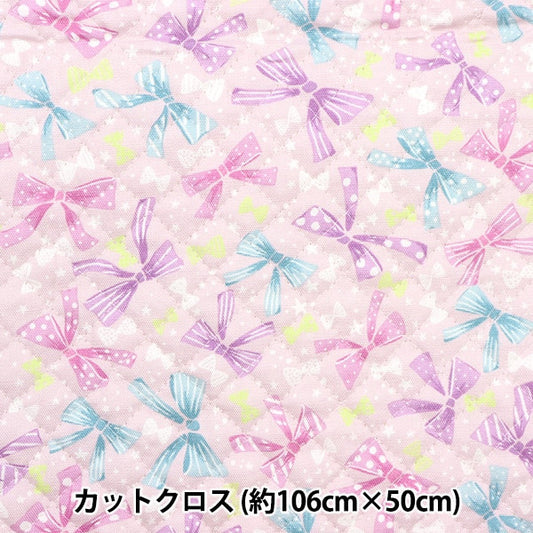 Fabric 『OxfordQuilt RibbonPop Cut Cloth Approximately 106 x 50cm Pink CQ-Ribbon-B]