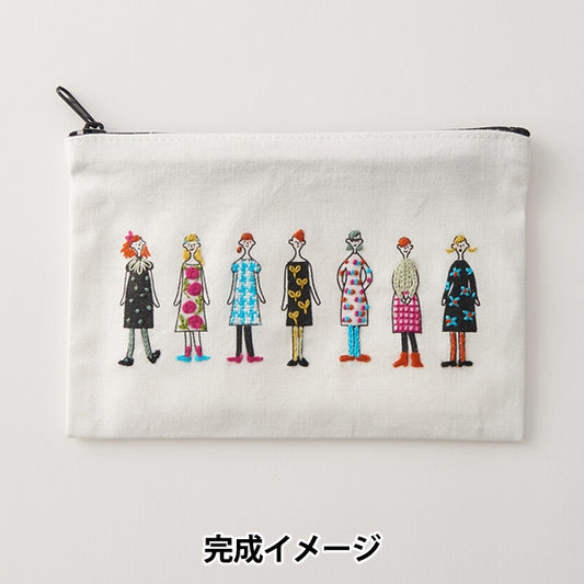 Stickerei-Stoff "100 Neresan genähte Zip -Beutel weiß weiße Kazu Nakajima 542205" Lecien Lecien Cosmo Cosmo