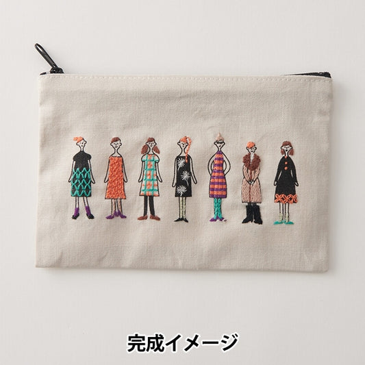 Embroidery Fabric "100 neresan sewn zip porch pale gray Kazue Nakajima 542206" LECIEN Lecien COSMO Cosmo