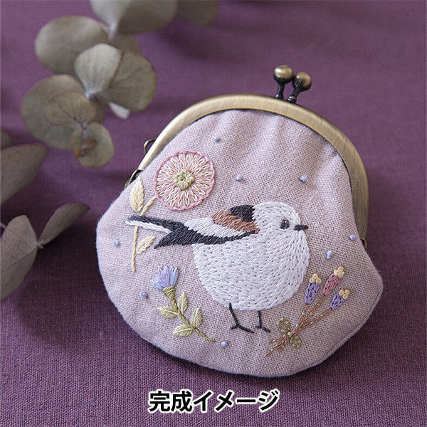 刺しゅうキット 『やわらぎの花々とまんまるシマエナガさんのがま口