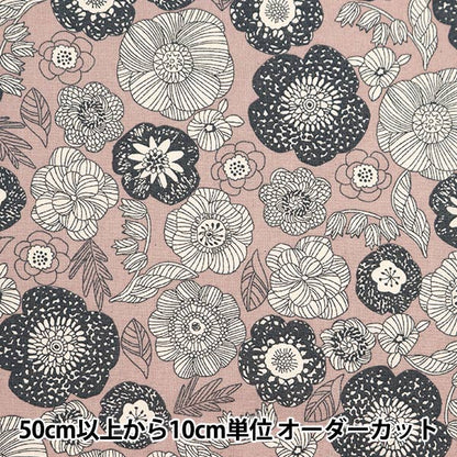 [From quantity 5] Fabric 『Sheeting Palette line drawn floral pattern Smoky pink 144-8047-A3] [Yuzawayaoriginal】