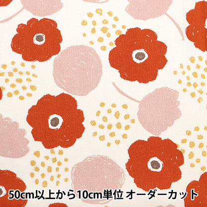 [الكمية من 5] قماش "Ox Palette Round Flower Red 144-8048-A1" [Yuzawaya Original]