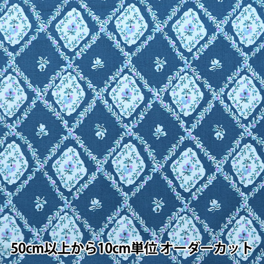 [Da quantità 5] Fabric "60 Elaborazione del software prestito Square Motivo piccolo fiore Blue SC10506-E"