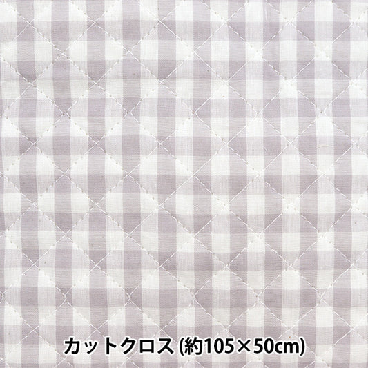 生地 『先染めギンガムキルティング 大 カットクロス 約105cm×50cm ライトグレー C-QCO-GIL-LGY』