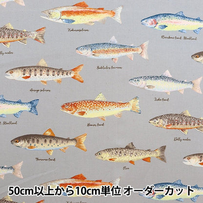 [From quantity 5] Fabric "Twill Print Trout Gray KTS6959-B" COTTON KOBAYASHI