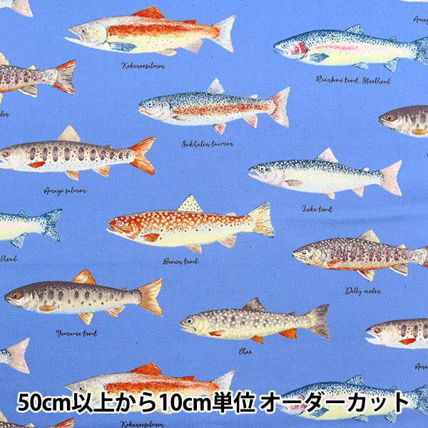 【数量5から】 生地 『ツイルプリント トラウト ブルー KTS6959-C』 COTTON KOBAYASHI コットンこばやし 小林繊維