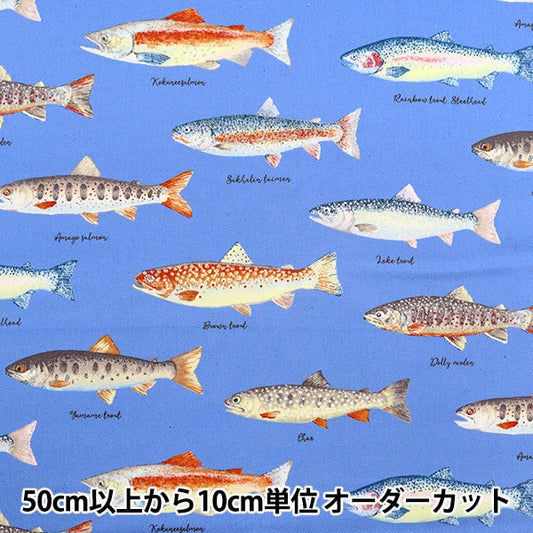 [De la quantité 5] Tissu "Twill Print Trout Blue KTS6959-C" Coton Kobayashi Cotton Kobayashi Kobayashi Fibre