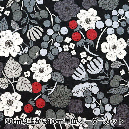 [Aus Menge 5] Stoff "Cotton Hee Canvas Blumenmuster Multi Black Maze-D"