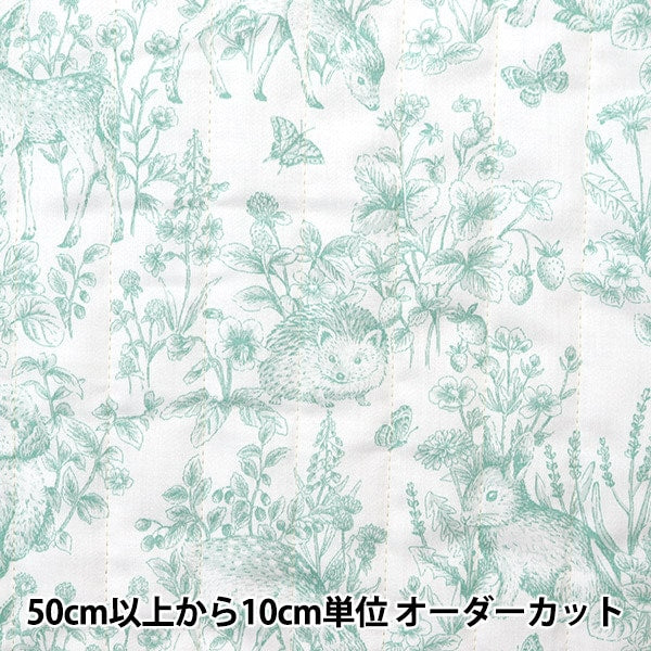 [From quantity 5] Fabric "Cotton Saten Quilt Nerori Rose Garden Cobalt Green NRF-01Q-CG"