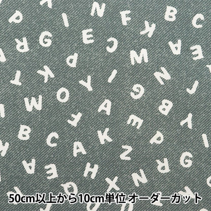 [From quantity 5] Fabric 『Sheeting ABC Denim Print Gray No-ABCDE-C]