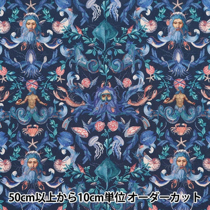 [From quantity 5] Fabric "Liberty Fabric Tana lawn Neptune's Kingdom 3633243-23AT] Liberty Japan