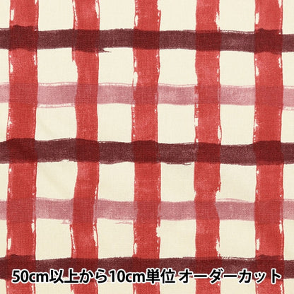 [From quantity 5] Fabric "Recycled cotton canvas check Pink KTS6937-A" COTTON KOBAYASHI