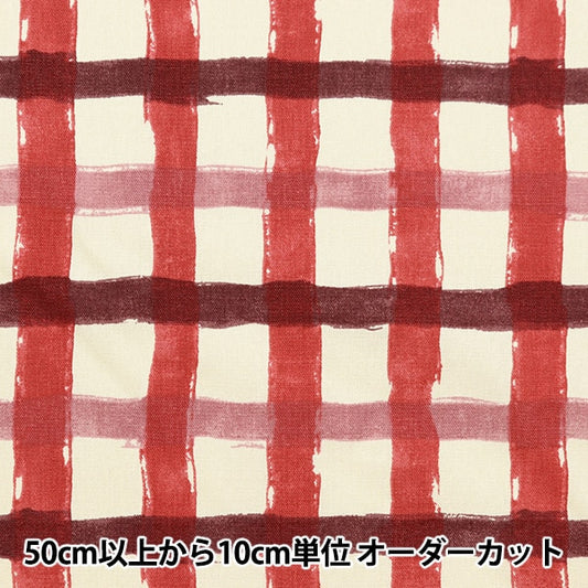 [Aus Menge 5] Stoff "Recycelte Baumwoll-Canvas überprüfen rosa kts6937-a" COTTON KOBAYASHI