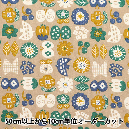 [From quantity 5] Fabric 『Sheeting Pygmy World Flower Bird AP35901-2C]