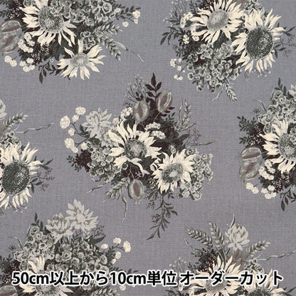 [From quantity 5] Fabric "Cotton linenSheeting Flower pattern black NCLS-ROSU-BK] KOKKA