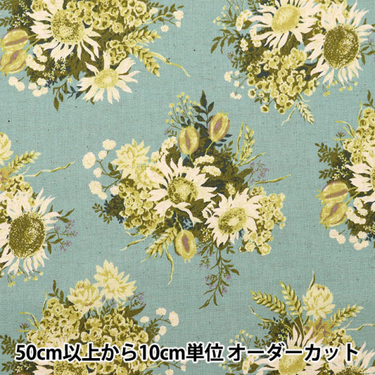 [From quantity 5] Fabric "Cotton linenSheeting Floral pattern Yellow Green NCLS-ROSU-YGR] KOKKA