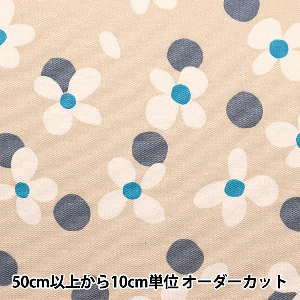 [From quantity 5] Fabric 『Oxford Calarism dot and flower beige 142-1340-B1]