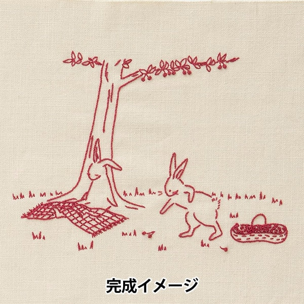 자수키트 "자수프린트 크로스 아키 타카 하시 토끼 피크닉 라이트 꿀 542314] Lecien Lecien 코스모 코스모