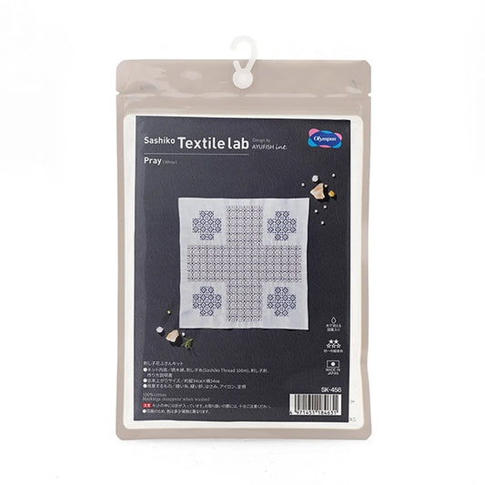 Kit de bordado "Hanachikin Kit Sashiko Textil Lab Play White SK-456" Olympus Olim Pass