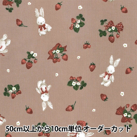 [From quantity 5] Fabric "Fine Call Classical Modern Rabbit Strawberry Brown CMOF-64BR"