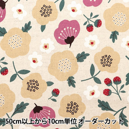 [From quantity 5] Fabric "Cotton hemp canvas Scandinavian forest Kinari x Pink SQ35801-3A"