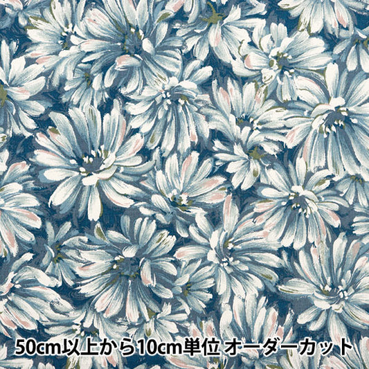 [From quantity 5] Fabric "Cotton hemp canvas nova oil painting touch flower blue NCLC-BL" KOKKA