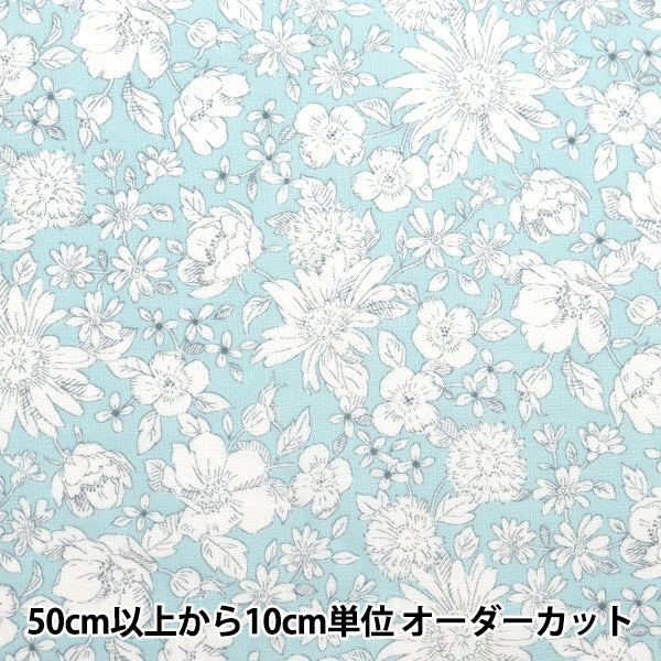 [From quantity 5] Fabric 『Sheeting Sketch Flower Blue No-Falli1-B]