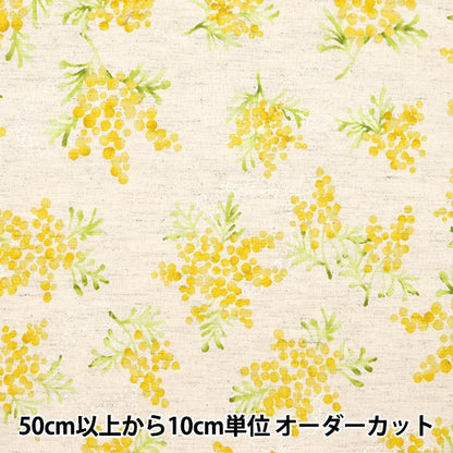 [De quantité 5] tissu "coton lin siège mimoza bouquet motif a yka-19040-1a" kokka cocka