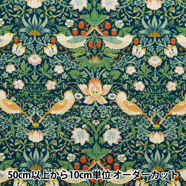 [De la cantidad 5] Fabric "Cotton Hee Canvas V & A Strawberry Thief verde VA10018-D"