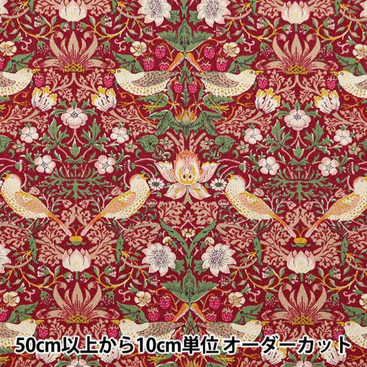 [From quantity 5] Fabric "Cotton hemp canvas V & A Strawberry Thief Red VA10018-E"