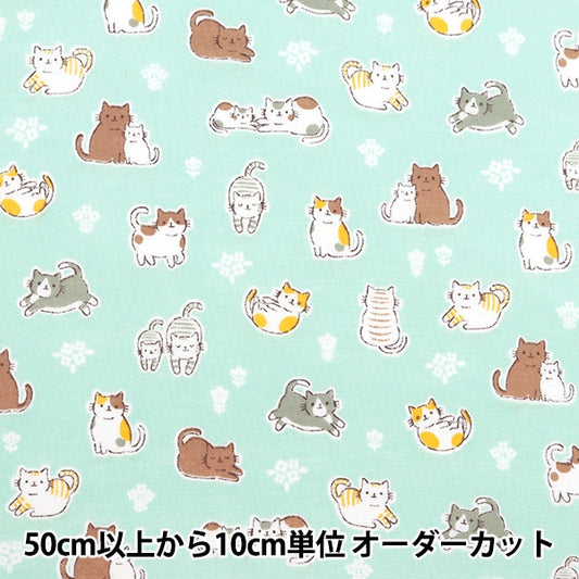 [From quantity 5] Fabric 『Scare Print Cat Blue AP4680-1D]