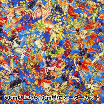 [From quantity 5] Fabric "USA Cotton Flower Fairies Wooden Nut and Fairy Pattern DDC1522-Royal"