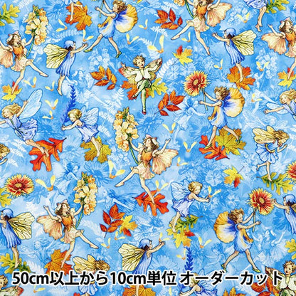 [De la quantité 5] tissu "USA Cotton Flower Fairyze Fairy Pattern DDC1523-Blueb"