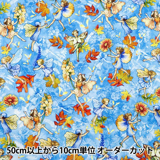 [De la quantité 5] tissu "USA Cotton Flower Fairyze Fairy Pattern DDC1523-Blueb"