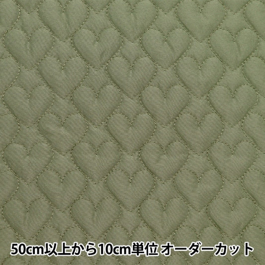 【数量5から】 生地 『キルティング ネロリローズ ハートキルト カーキ NRF-05H-K』