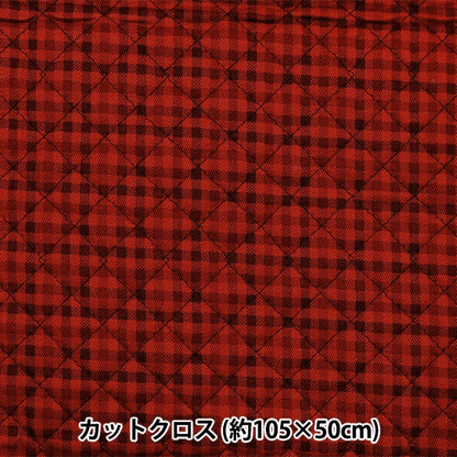 织物“ Twill Kilt Basic Gingham Cut Cross大约105 x 50cm红色X黑色CQ88320-4-1”