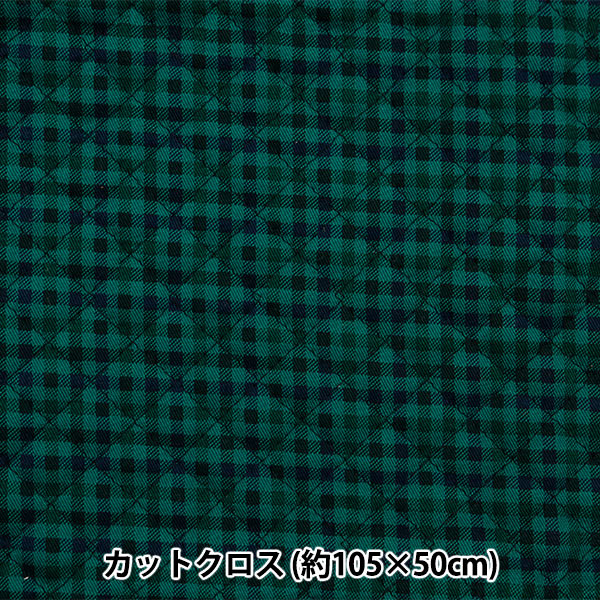 천・원단 "Twill Quilt Basic Gingham 컷 천 약 105 x 50cm 그린 x 검은 CQ88320-4-3]