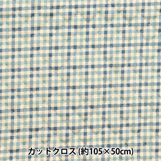 천・원단 "Twill Quilt Basic Gingham 컷 천 약 105 x 50cm 블루 x 끄기 흰색 CQ88320-4-7]