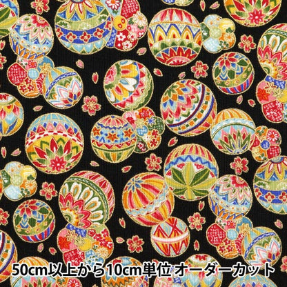 [From quantity 5] Fabric 『Scare Print Golden Japanese pattern black YU850274-2-4]