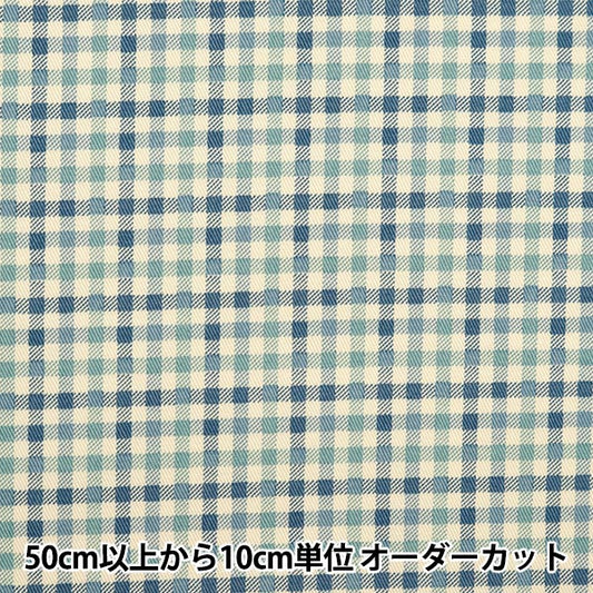 [Из количества 5] ткань "твил базовый Gingham Ivory x Blue 88320-4-7"