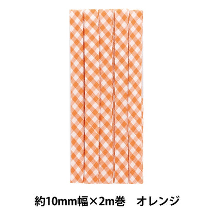 Schrägband "Gingham -Voreingenommenheit 4. Farbe Orange CP238"