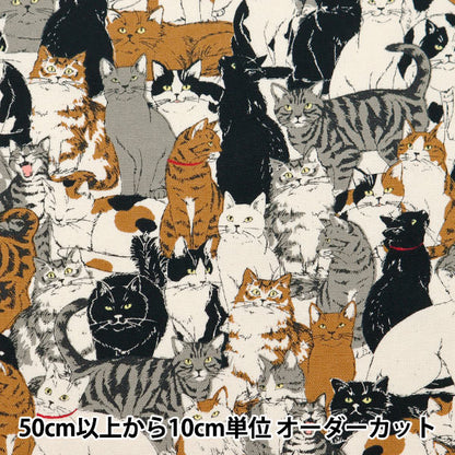 [Aus Menge 5] Stoff 『Oxford Animal Cat Muster 1A Zahlenfarbe Ox41401-1a]