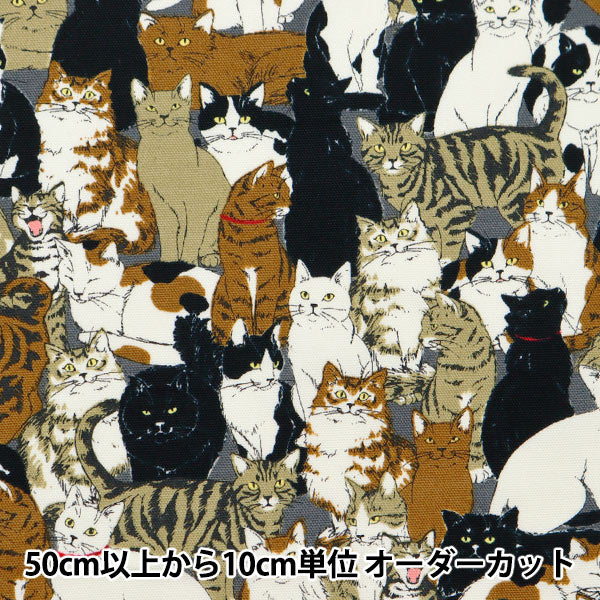 [Aus Menge 5] Stoff 『Oxford Animal Cat Muster 1C Zahlenfarbe OX41401-1c]