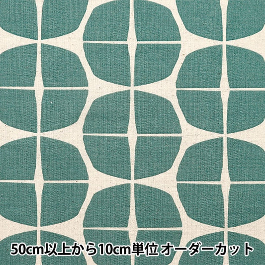 [From quantity 5] Fabric "Cotton hemp canvas print Scandinavian geometric pattern Green 148-1805-A-7"