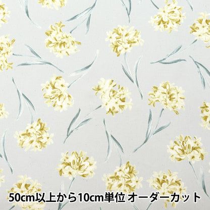 [From quantity 5] Fabric "Twill Grayish Flower Lily 850419-1-2"