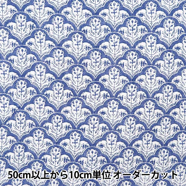 [Aus Menge 5] Stoff "Toromi Lineprint Hand Block-Stil-Fliesenmuster Blaues Liryp-Hut-blb-bling"