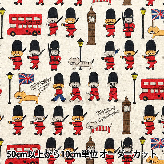 [Aus Menge 5] Stoff "Cotton Hee Canvas Cat in London Generation KTS7026-A" COTTON KOBAYASHI