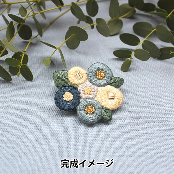 Embroidery kit "K.omono Floret Garden Broch Kit Blue PHC-118-2" PIECE Peace