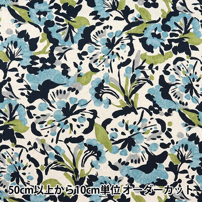 [From quantity 5] Fabric "Cotton hemp canvas Wild Flowers Blue CLCAWIFL-BL"